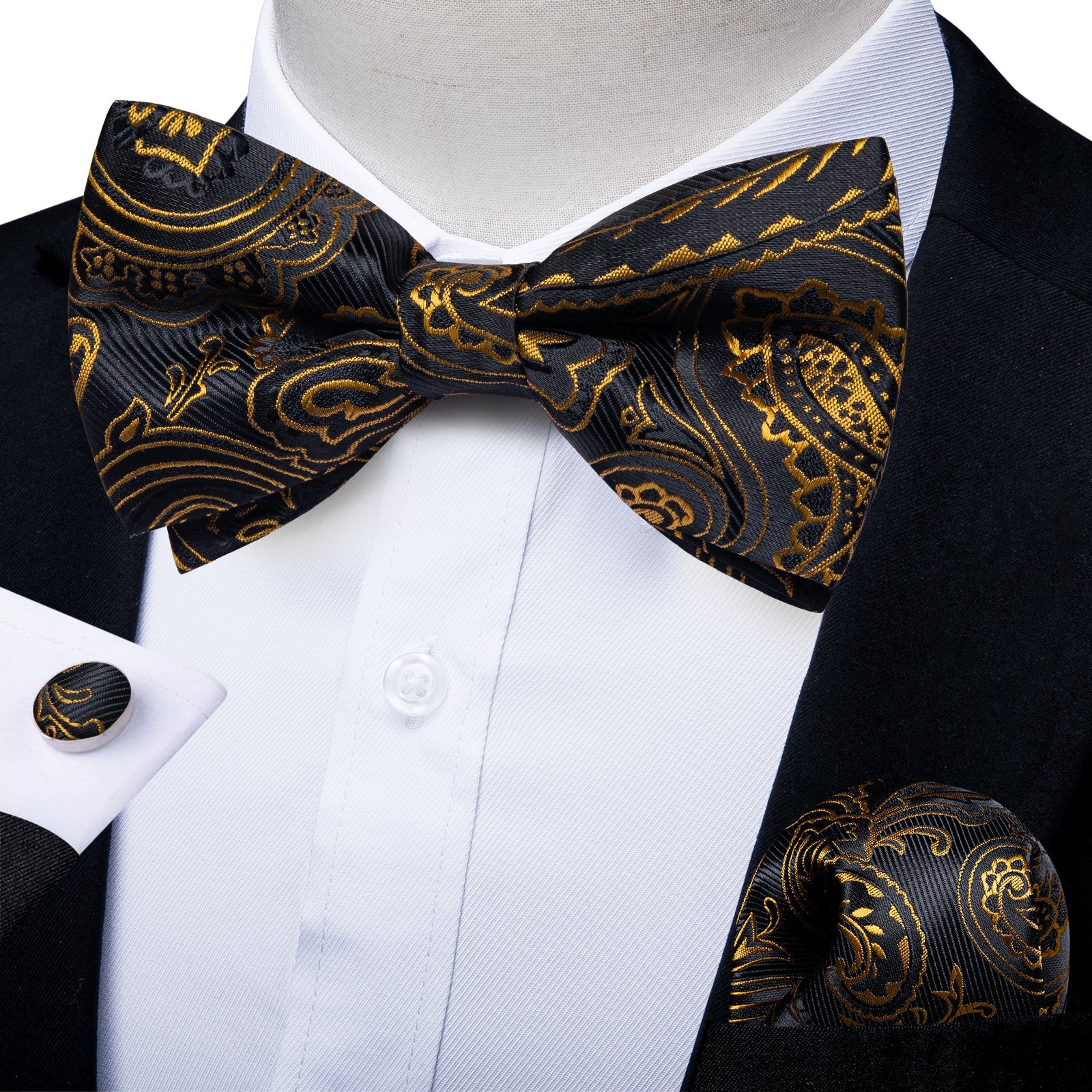 GentCrest Black Paisley Bowtie Set - Image 1