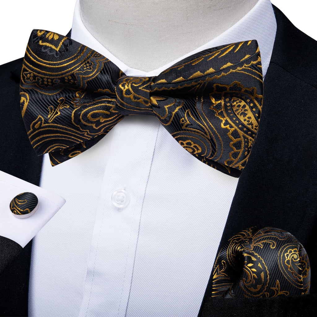 GentCrest Black Paisley Bowtie Set - Image 2