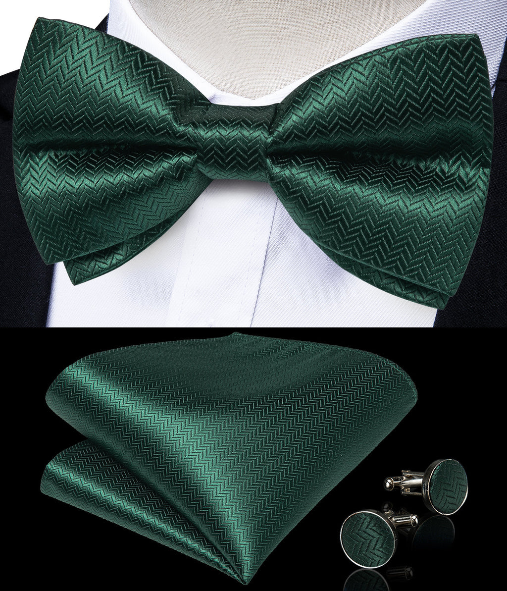 GentCrest Green Solid Bowtie Set - Image 3