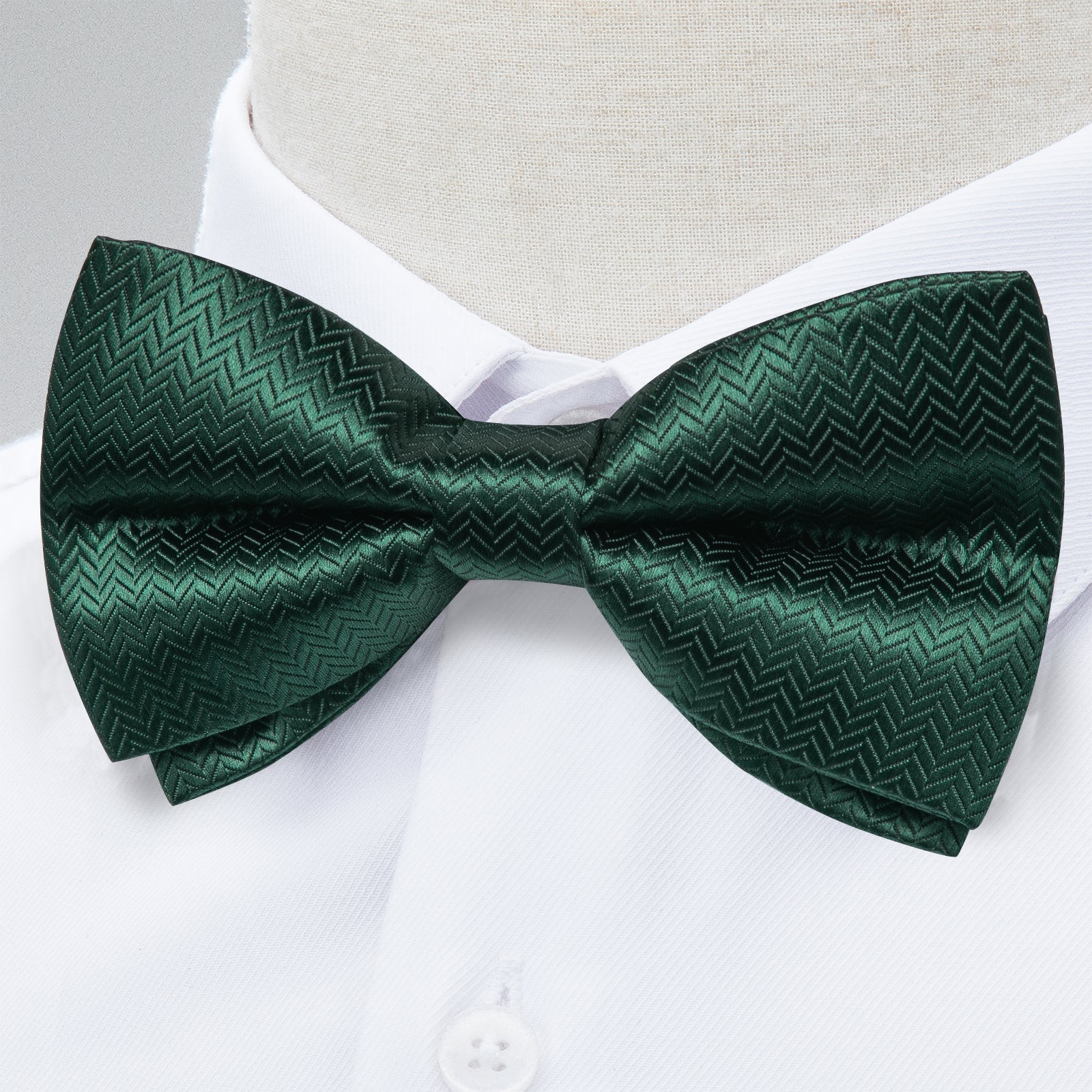 Green Chevron Bow Tie Set - GentCrest - View 3