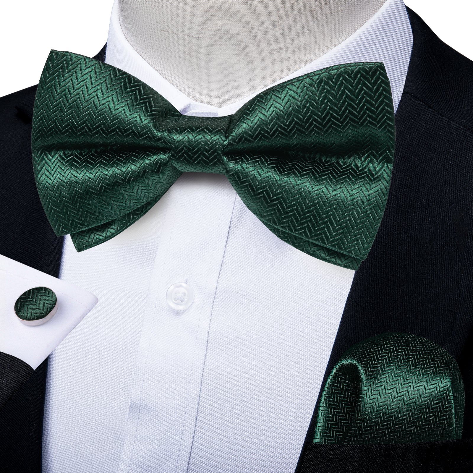 GentCrest Green Solid Bowtie Set - Image 1