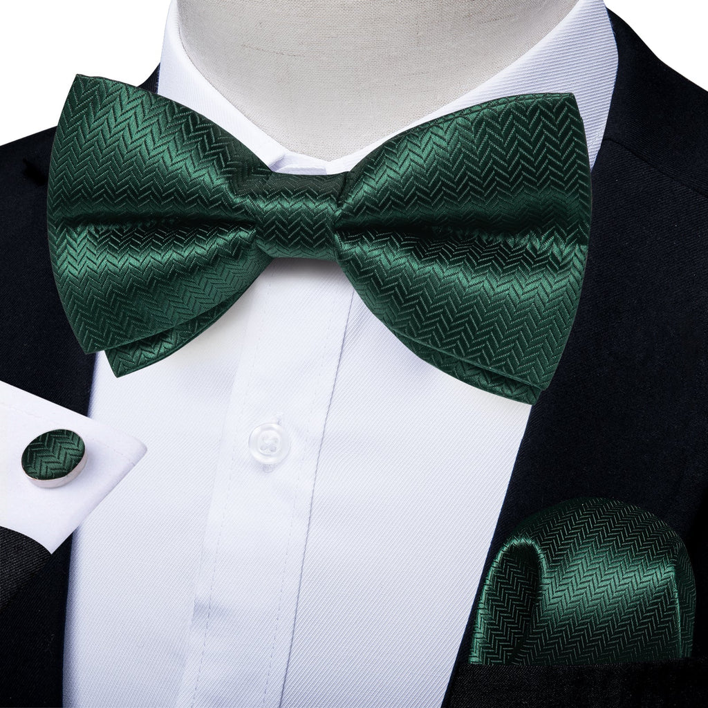 Green Chevron Bow Tie Set - GentCrest