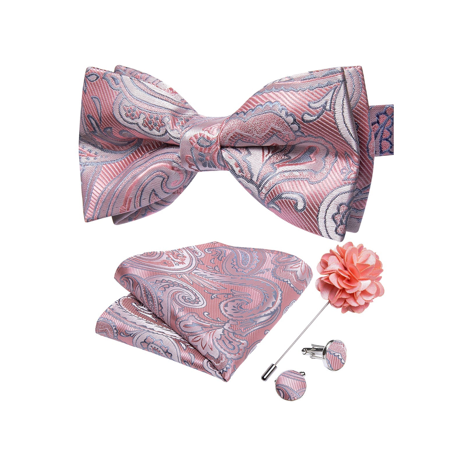 GentCrest Pink Paisley Bowtie Set - Image 1