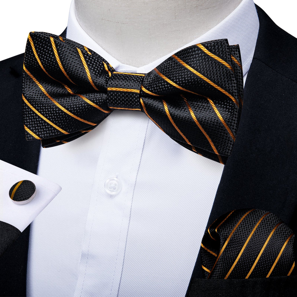 GentCrest Black Striped Bowtie Set - Image 1