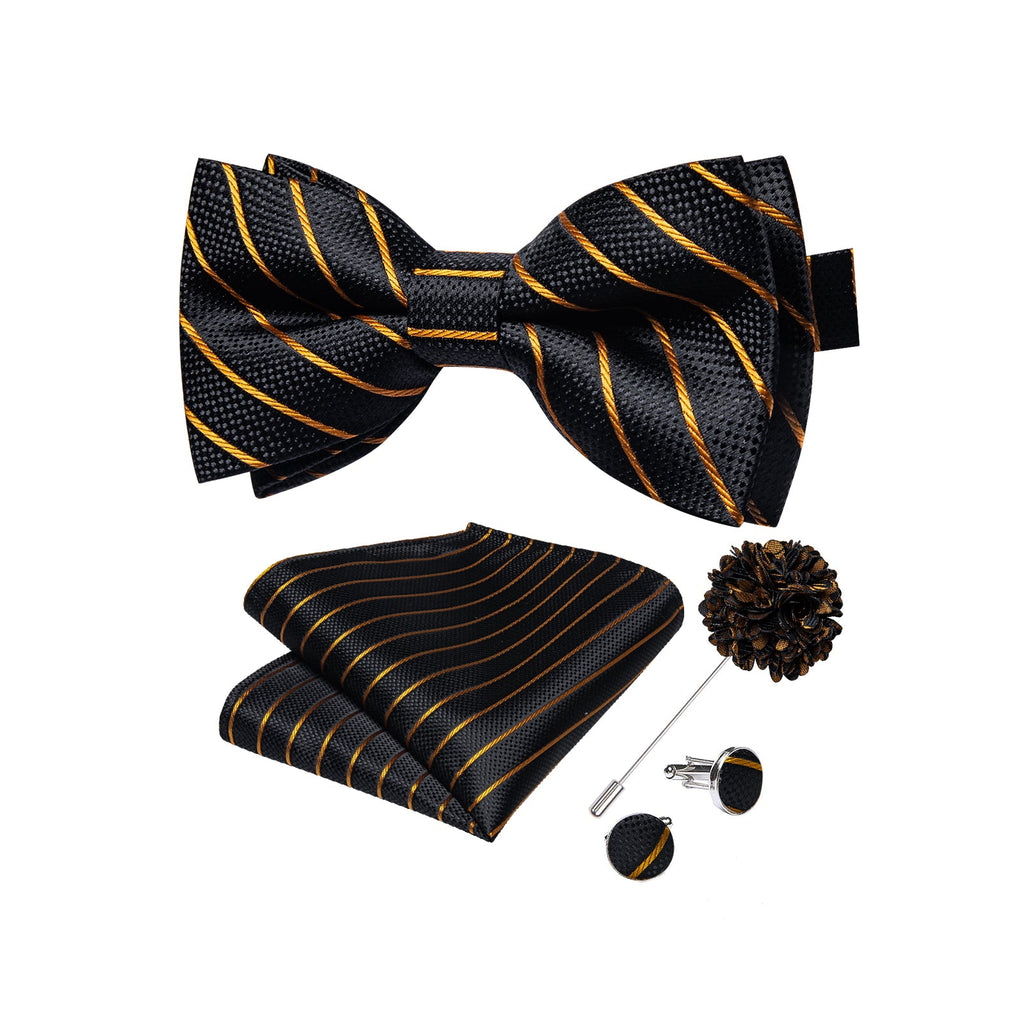 GentCrest Black Striped Bowtie Set - Image 1