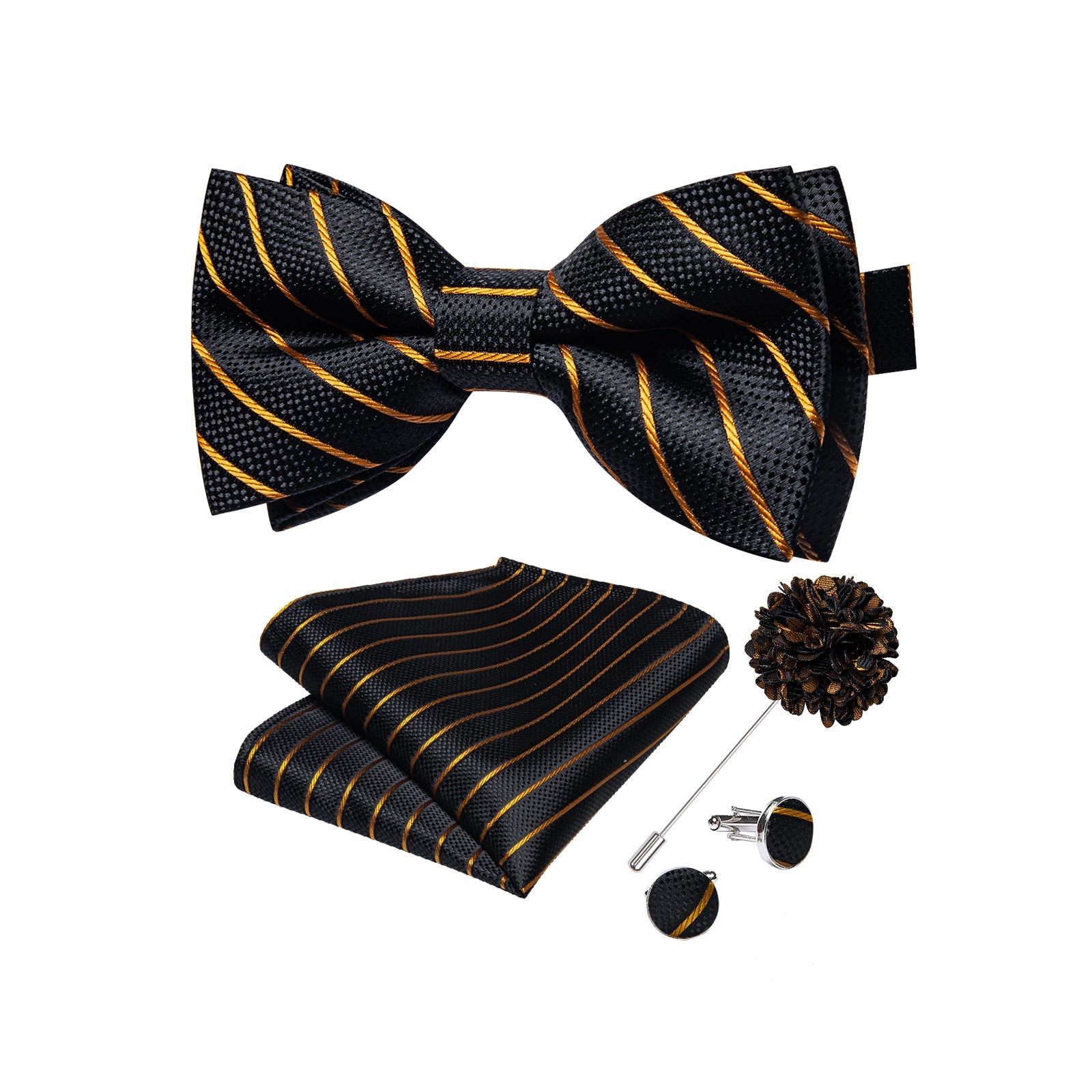 GentCrest Black Striped Bowtie Set - Image 1