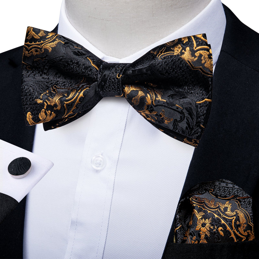 GentCrest Black Paisley Bowtie Set - Image 1
