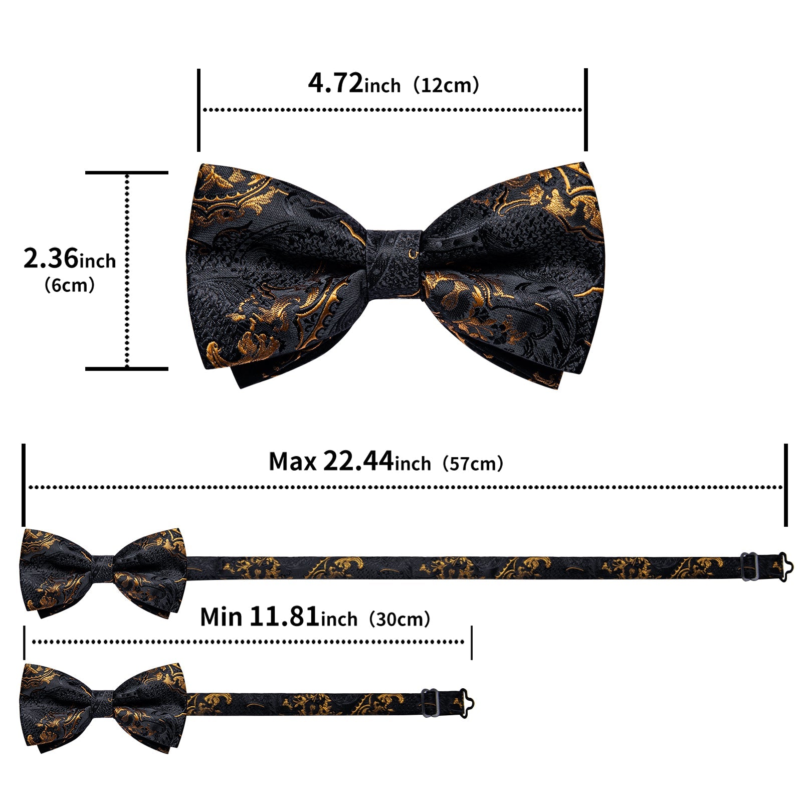 GentCrest Black Paisley Bowtie Set - Image 8