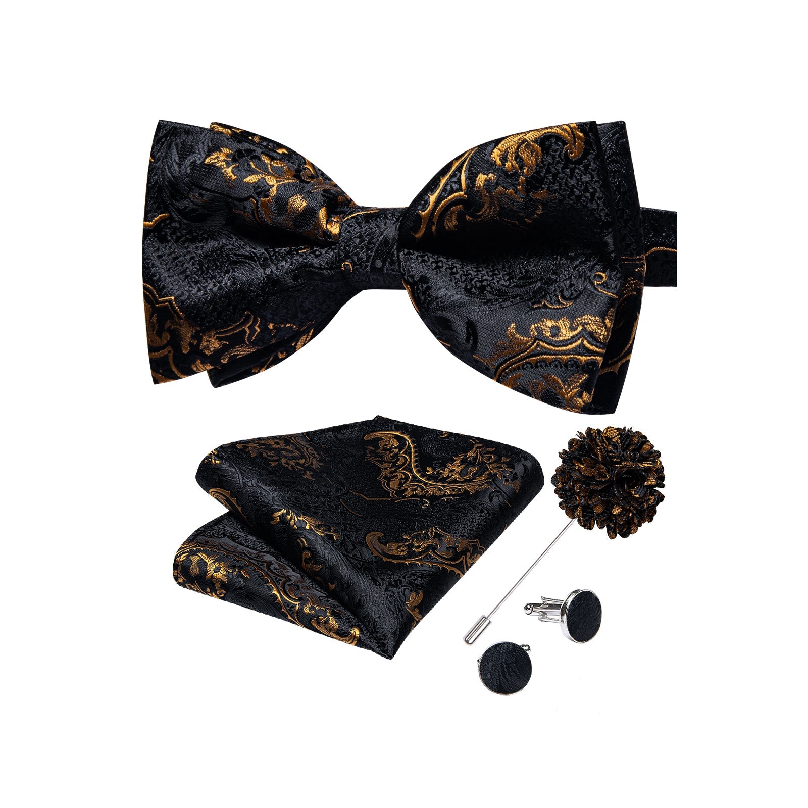 GentCrest Black Paisley Bowtie Set - Image 1