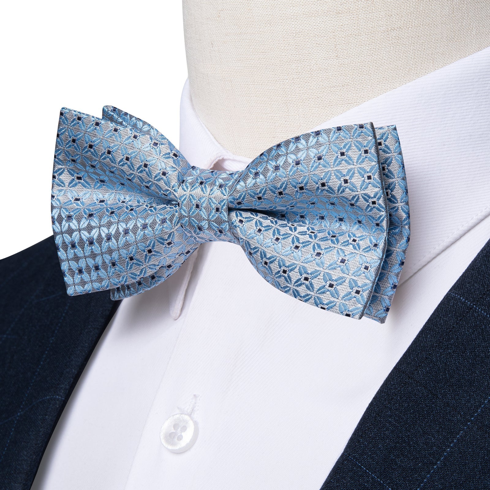 GentCrest Blue Geometric Bowtie Set - Image 2