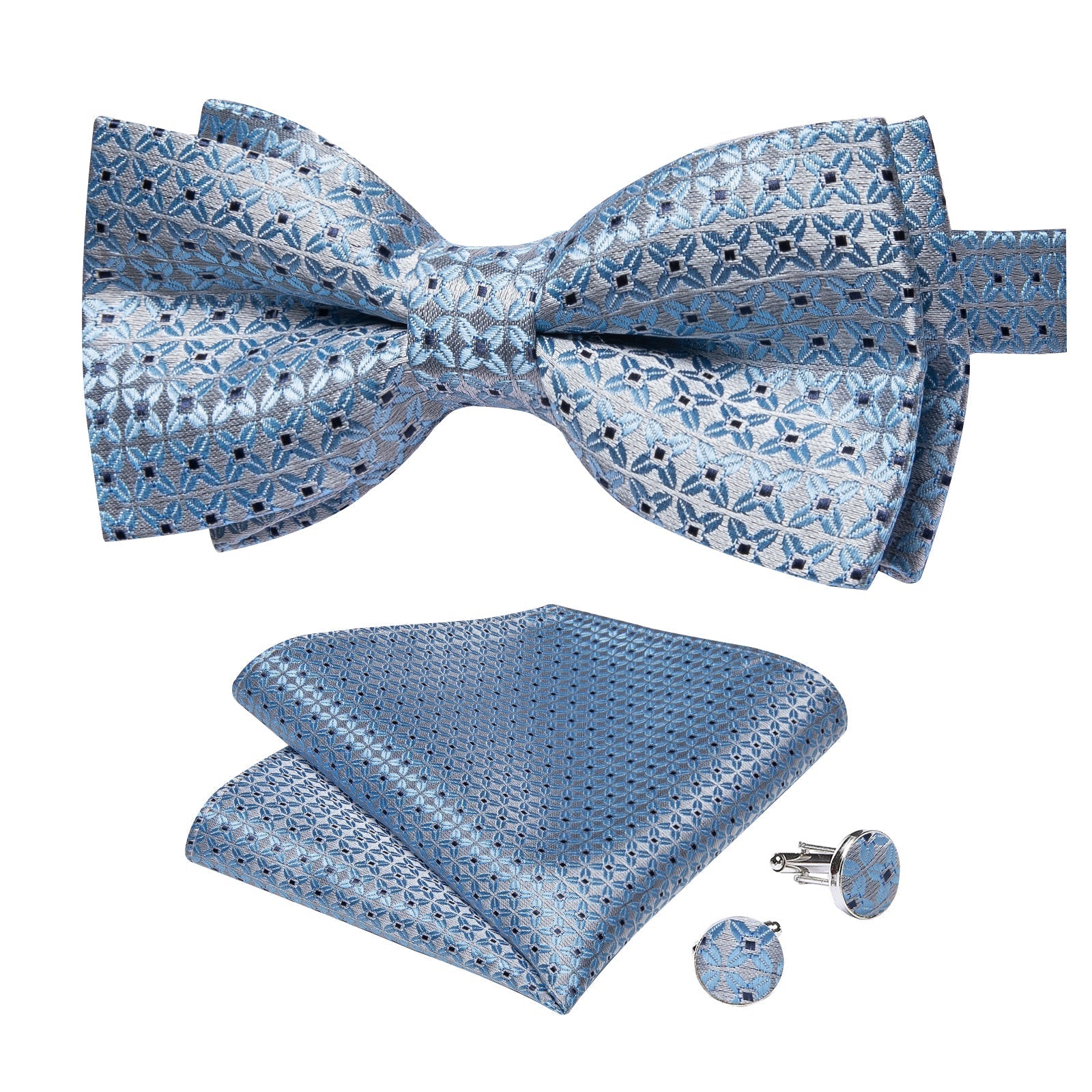 GentCrest Blue Geometric Bowtie Set - Image 3