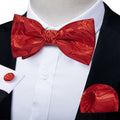 Fire Red Paisley Bow Tie Set - GentCrest