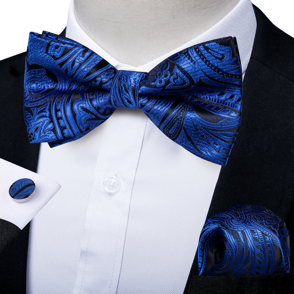 GentCrest Black Paisley Bowtie Set - Image 1