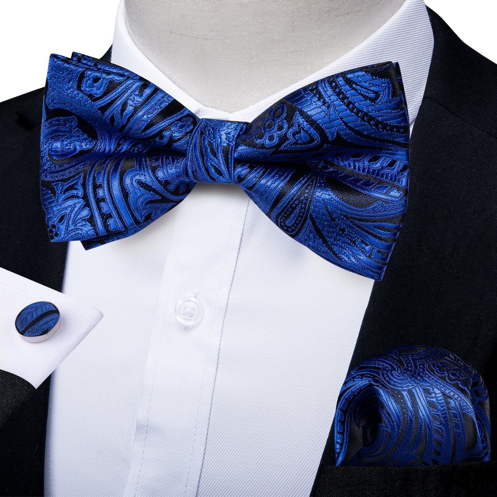 GentCrest Black Paisley Bowtie Set - Image 1