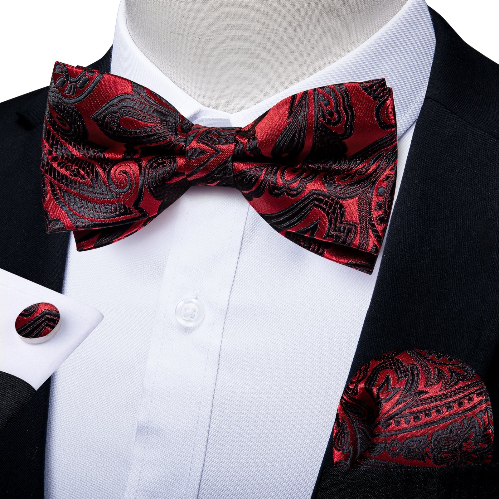 GentCrest Black Paisley Bowtie Set - Image 1