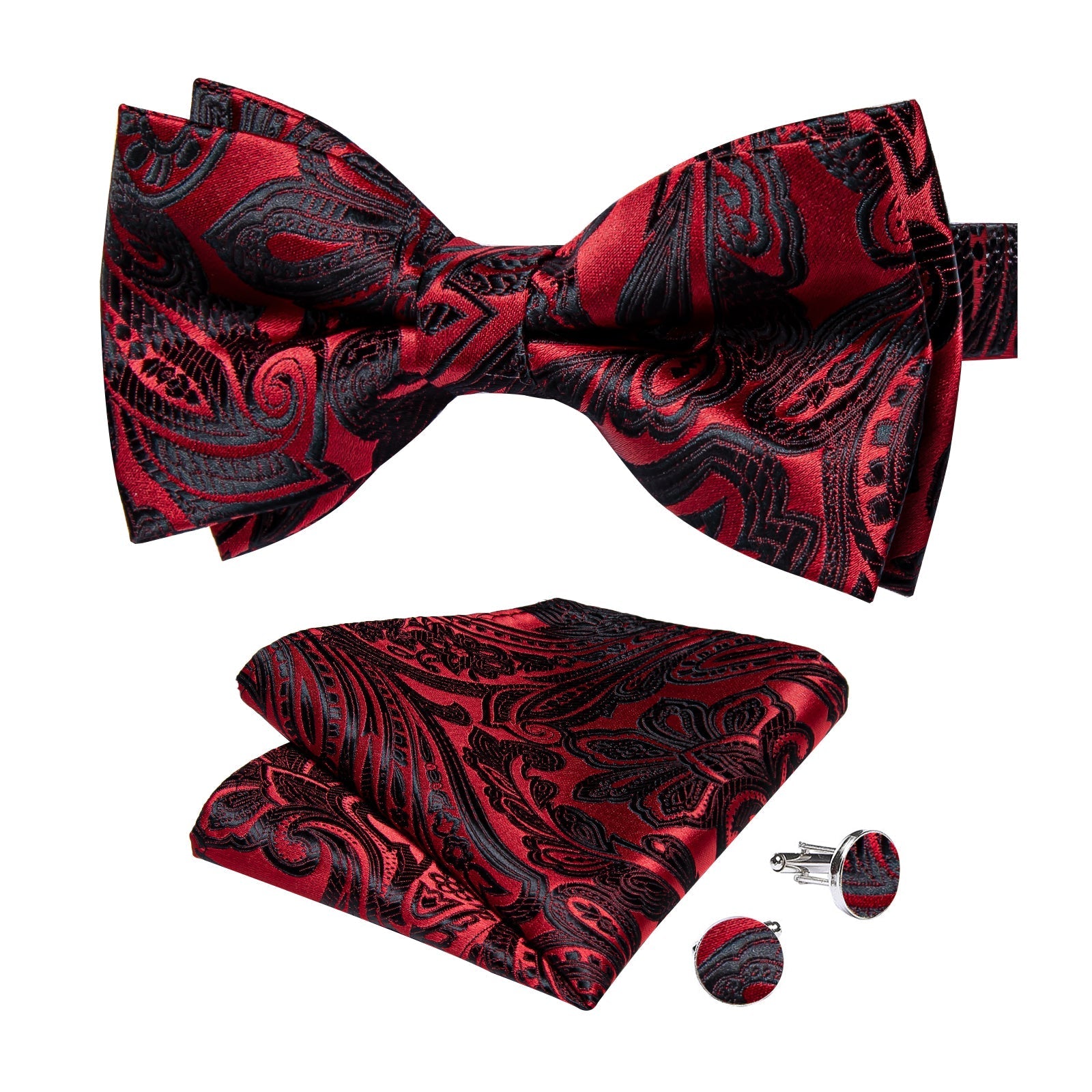 GentCrest Black Paisley Bowtie Set - Image 4