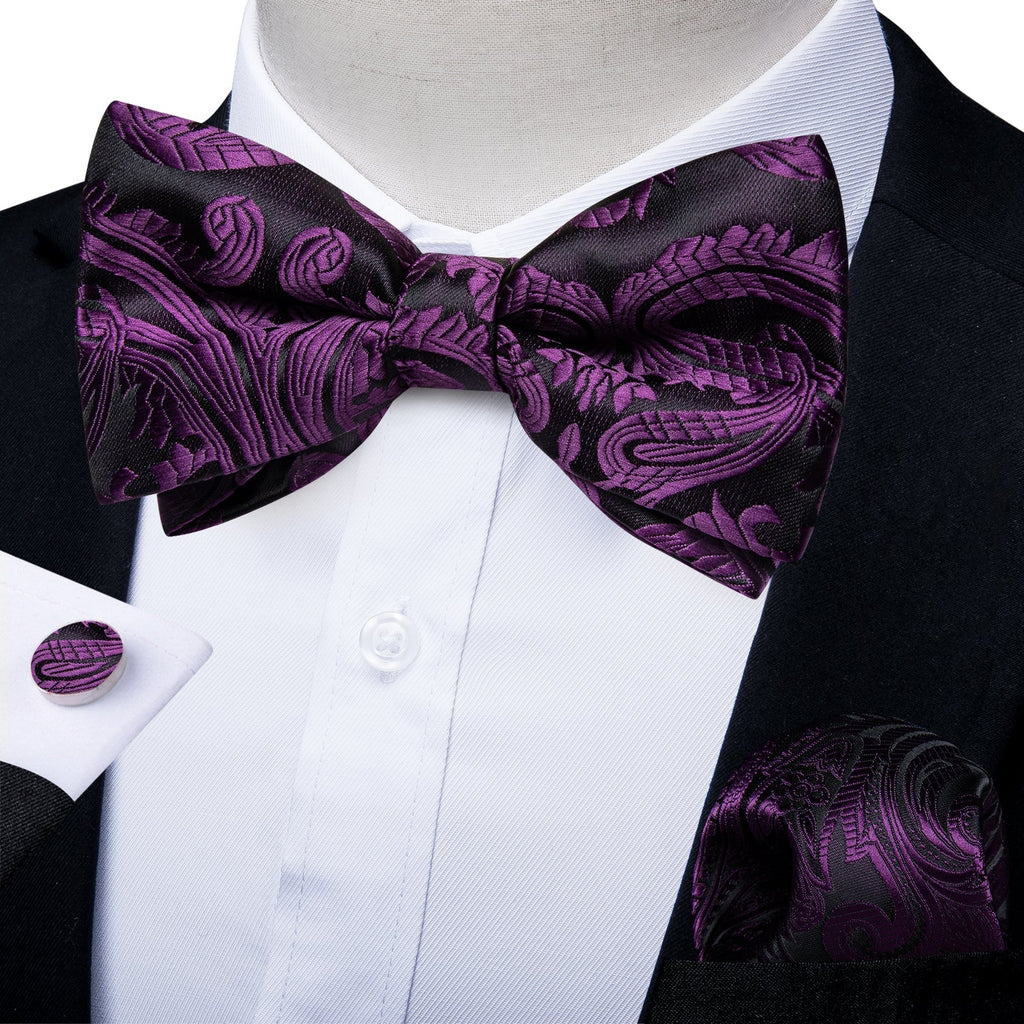 GentCrest Black Paisley Bowtie Set - Image 1