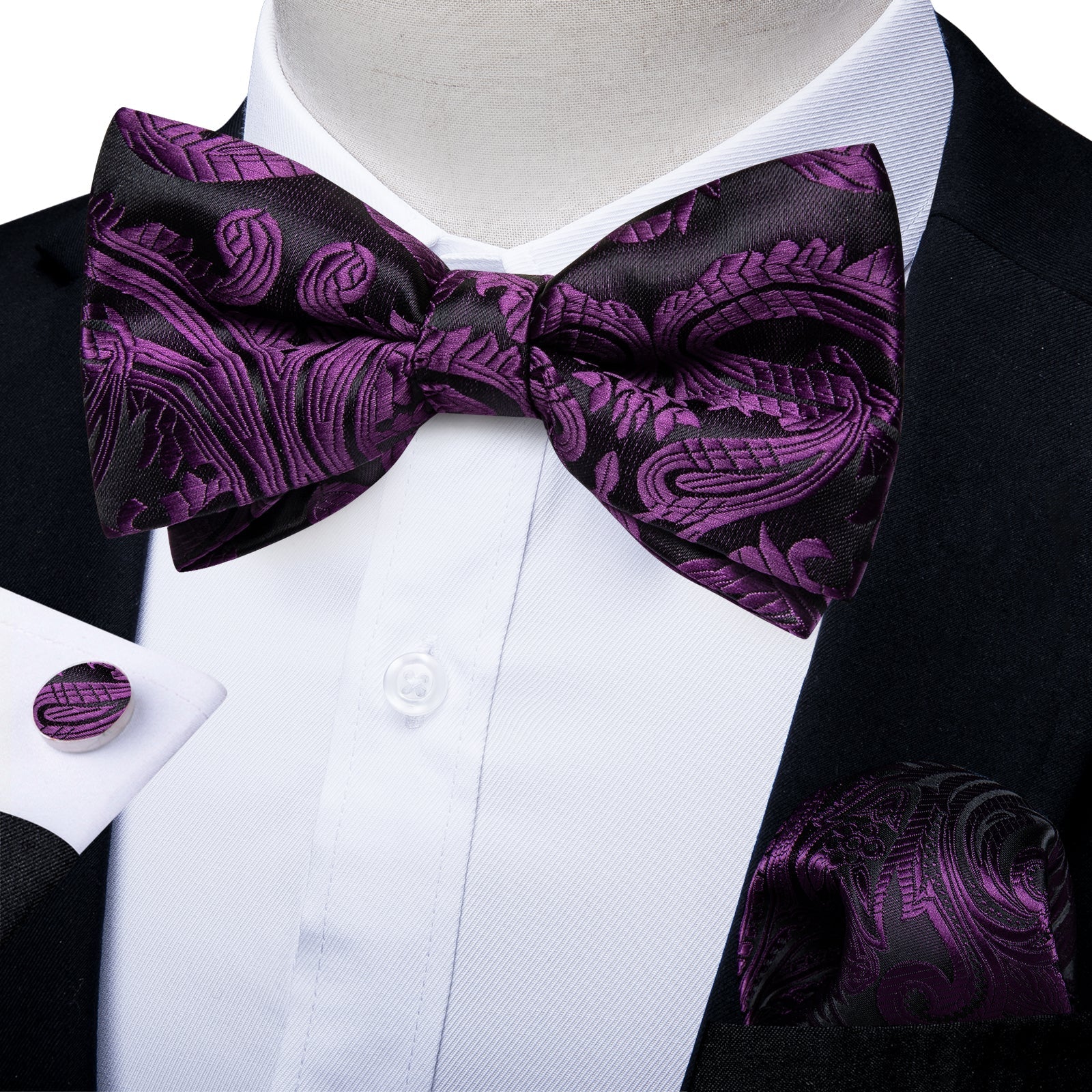 GentCrest Black Paisley Bowtie Set - Image 1