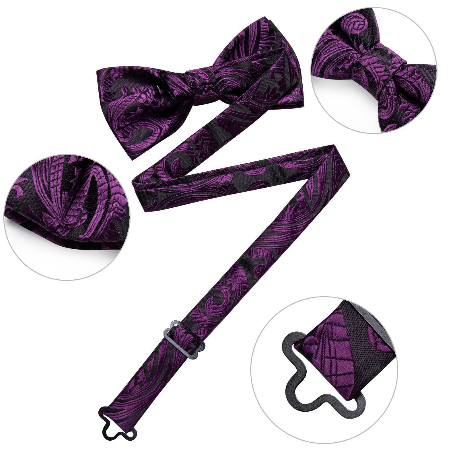 GentCrest Black Paisley Bowtie Set - Image 8