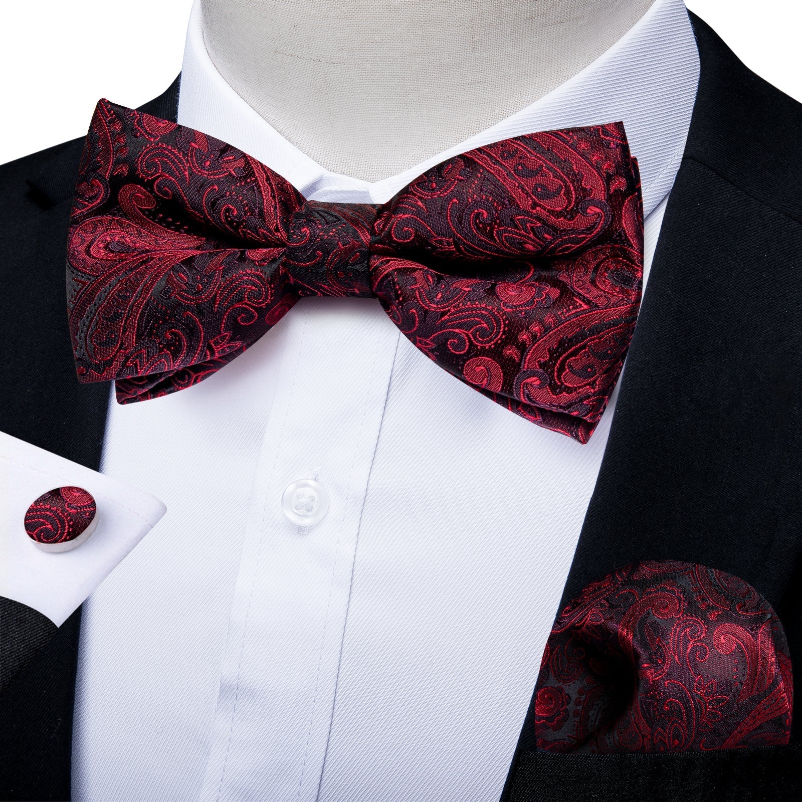 GentCrest Red Paisley Bowtie Set - Image 1