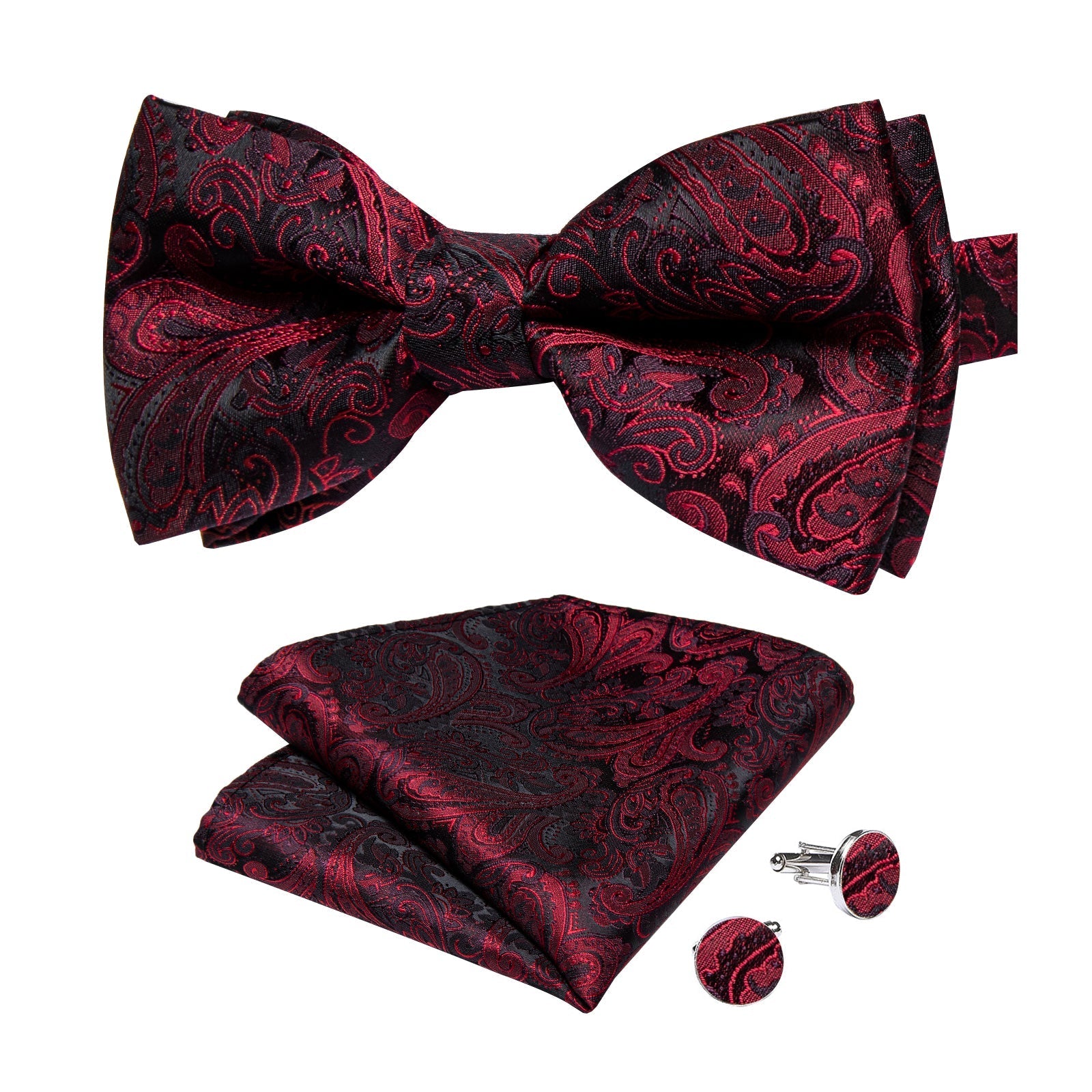 GentCrest Red Paisley Bowtie Set - Image 4