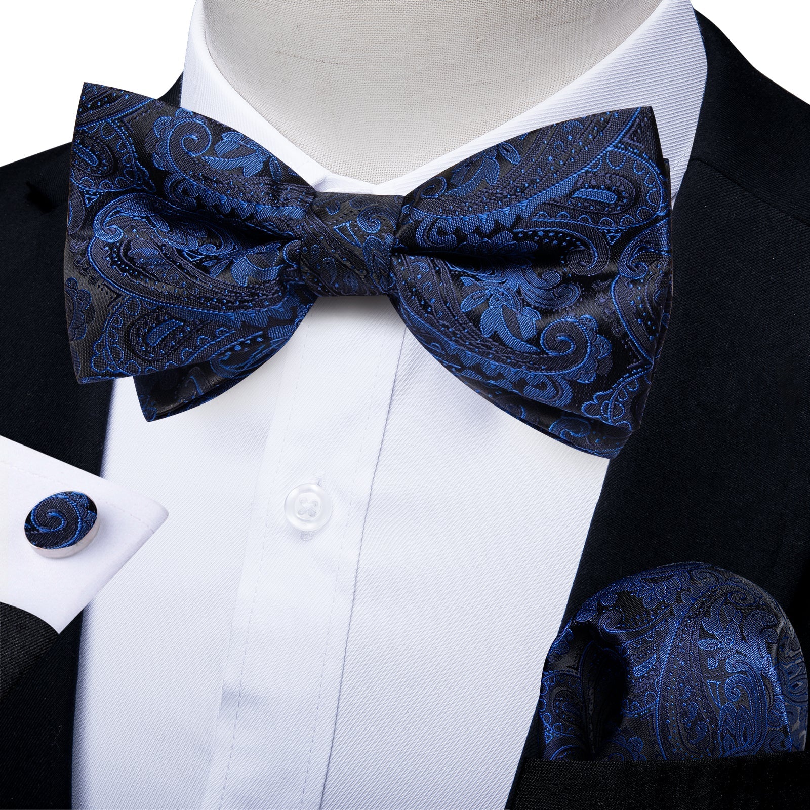 GentCrest Blue Paisley Bowtie Set - Image 1