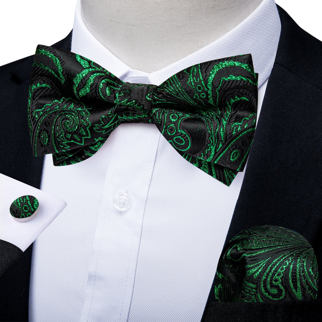 GentCrest Black Paisley Bowtie Set - Image 1