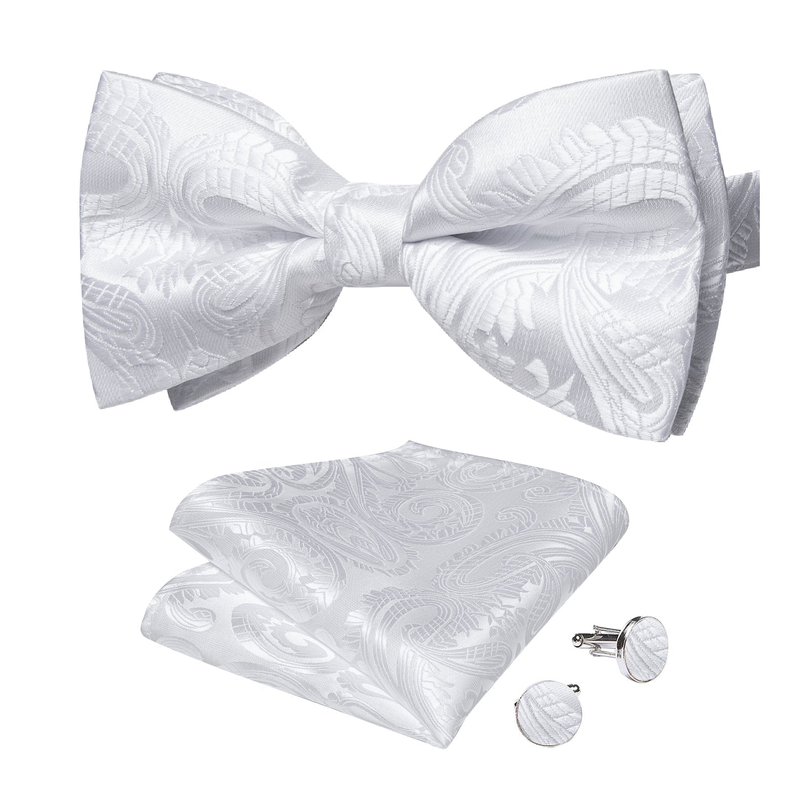 GentCrest White Paisley Bowtie Set - Image 4