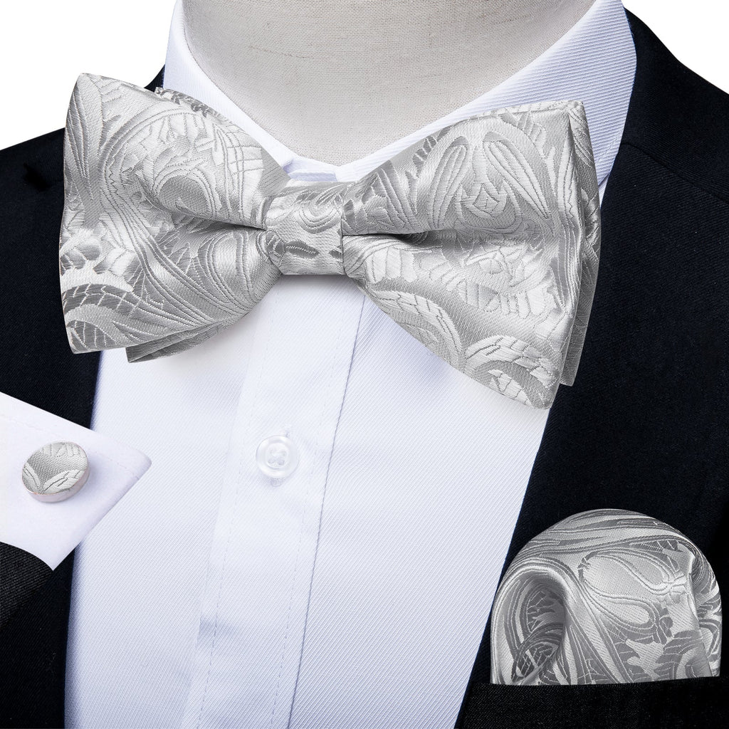 GentCrest Grey Paisley Bowtie Set - Image 1