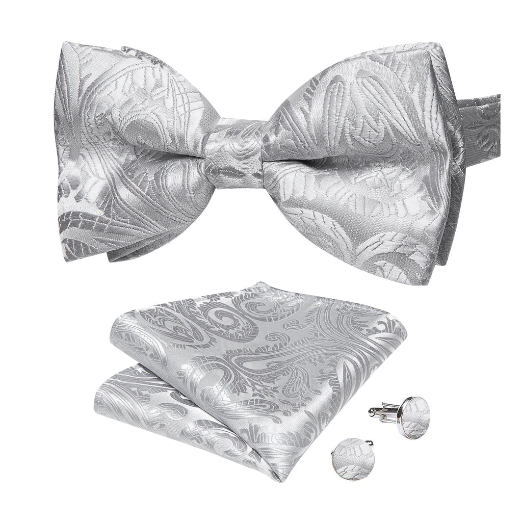 GentCrest Grey Paisley Bowtie Set - Image 4