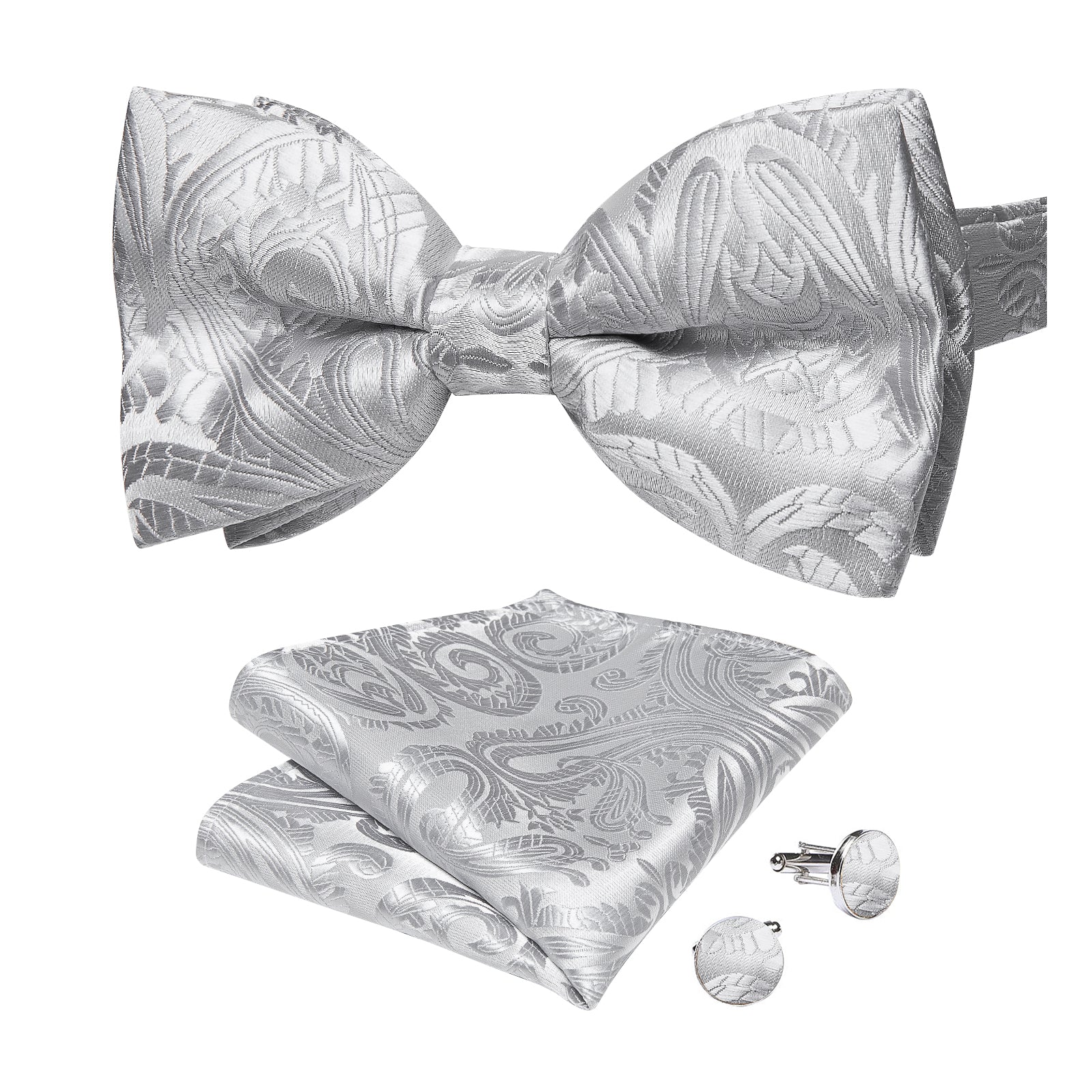 GentCrest Grey Paisley Bowtie Set - Image 4