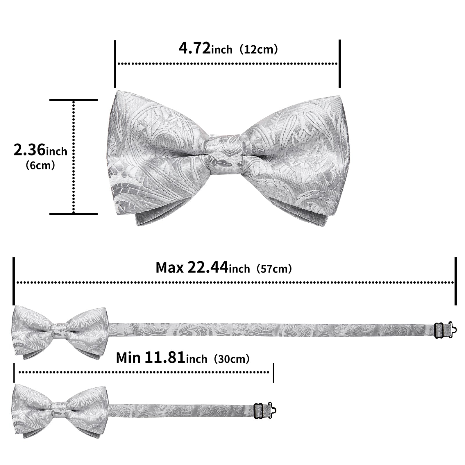 GentCrest Grey Paisley Bowtie Set - Image 6