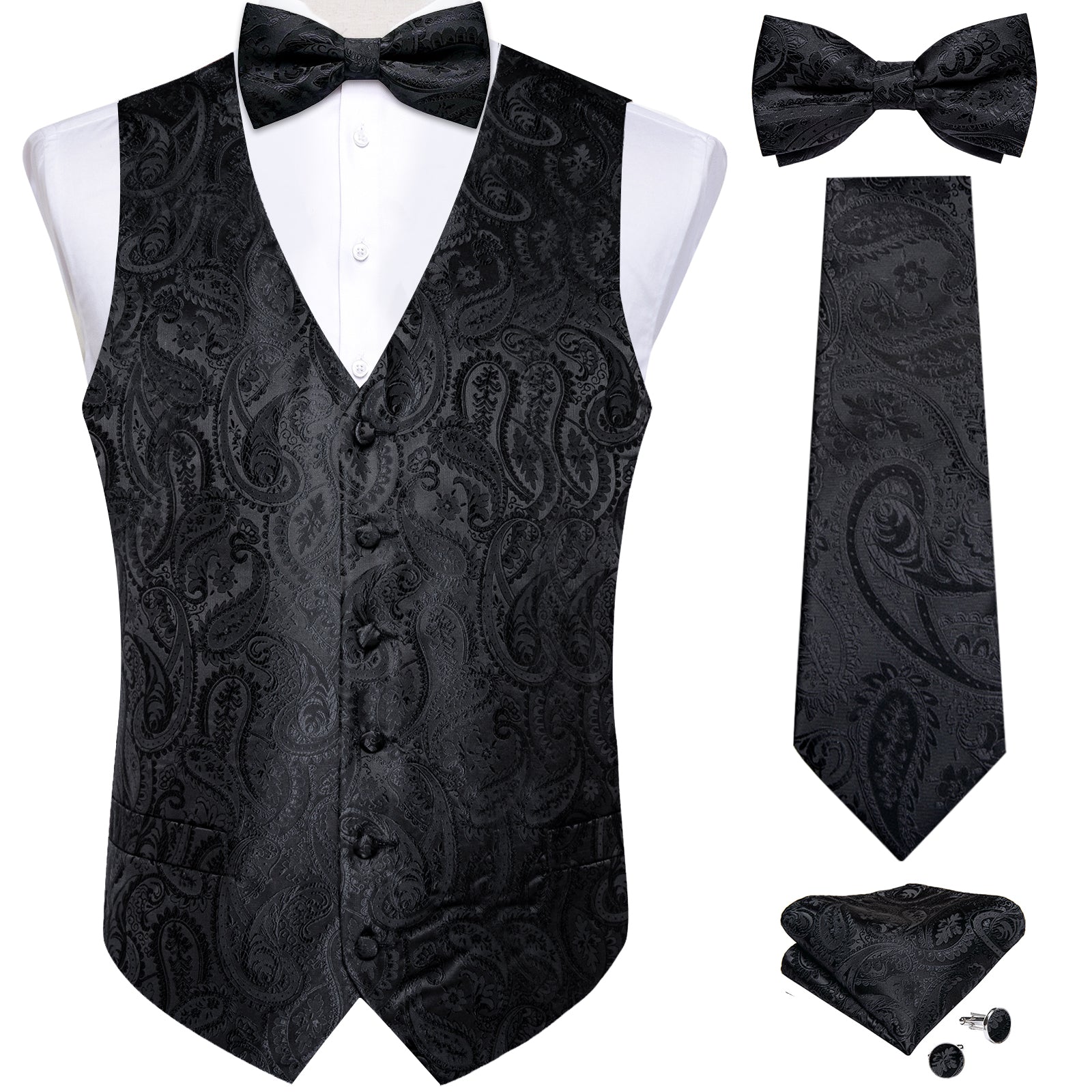 GentCrest Black Paisley Vest Set - Image 1