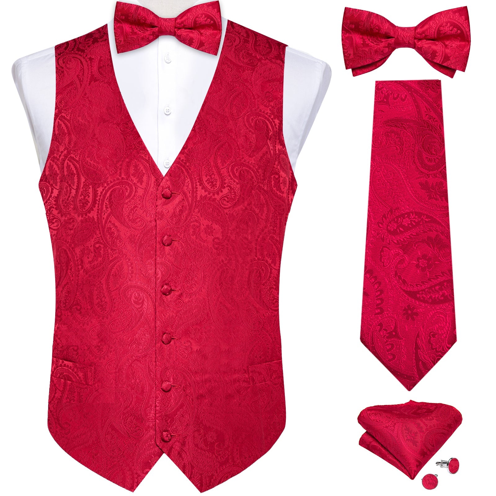 GentCrest Red Paisley Vest Set - Image 1