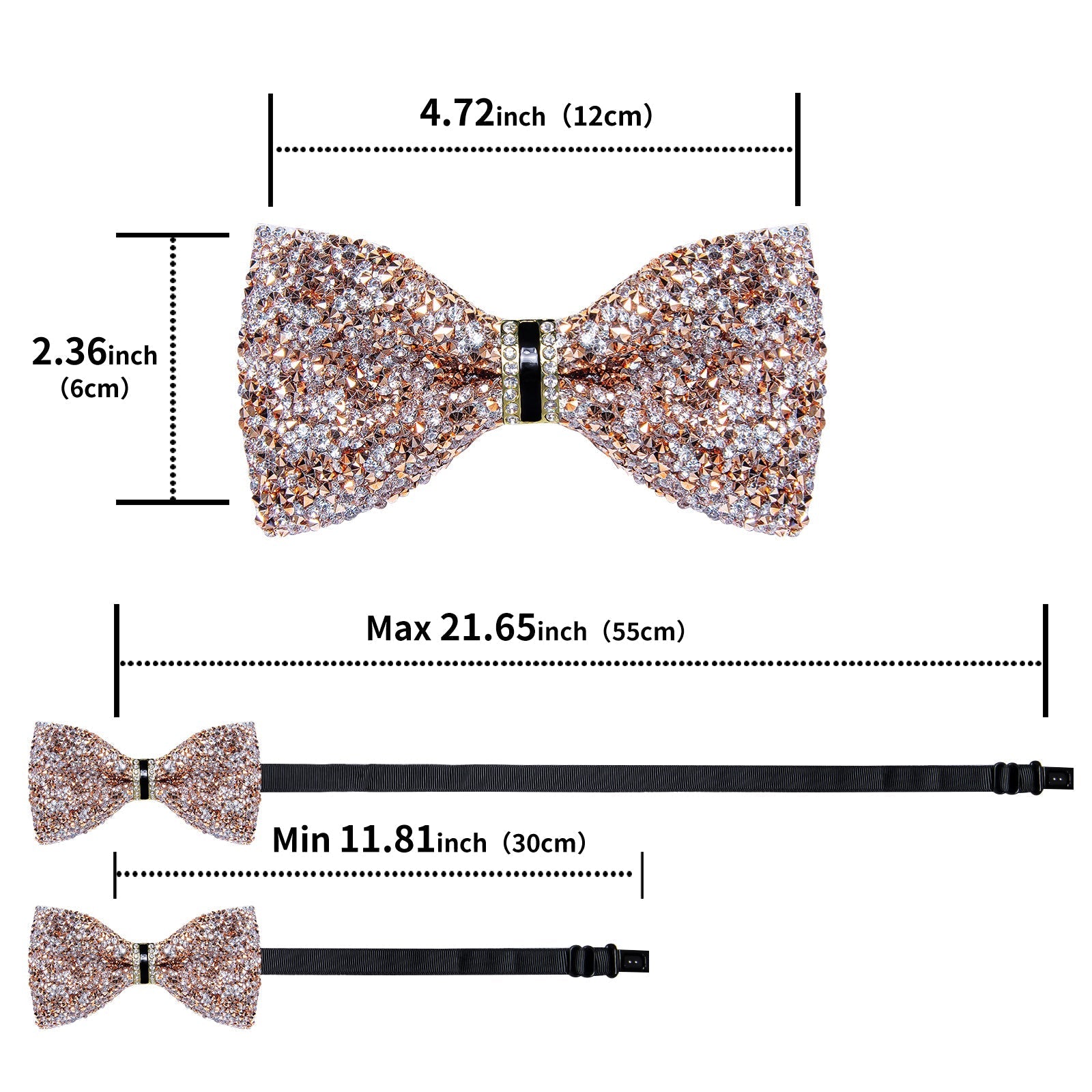 GentCrest Gold Rhinestone Bowtie Set - Image 6
