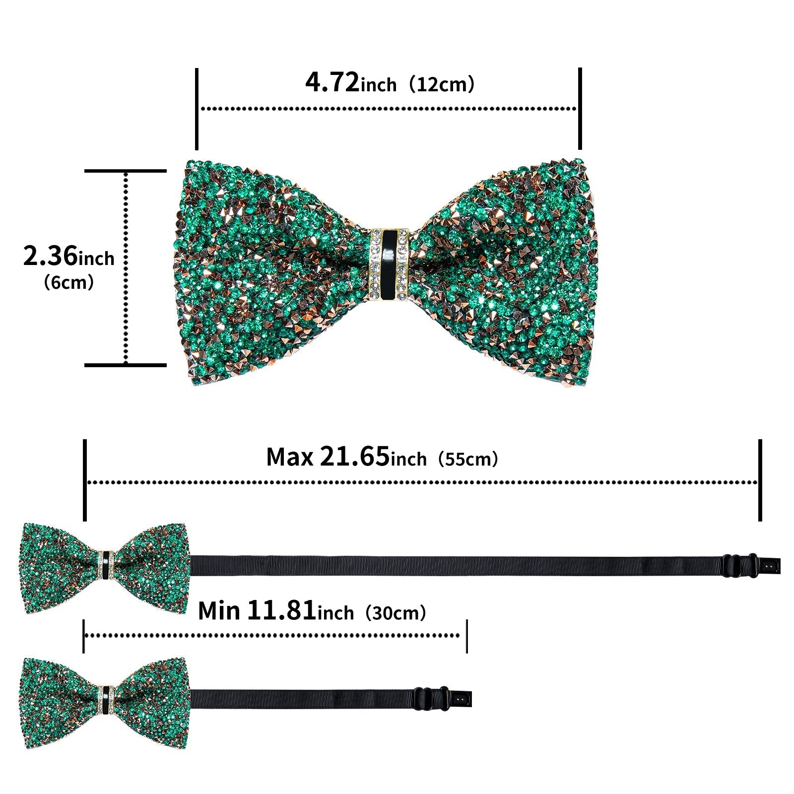 GentCrest Green Rhinestone Bowtie Set - Image 5