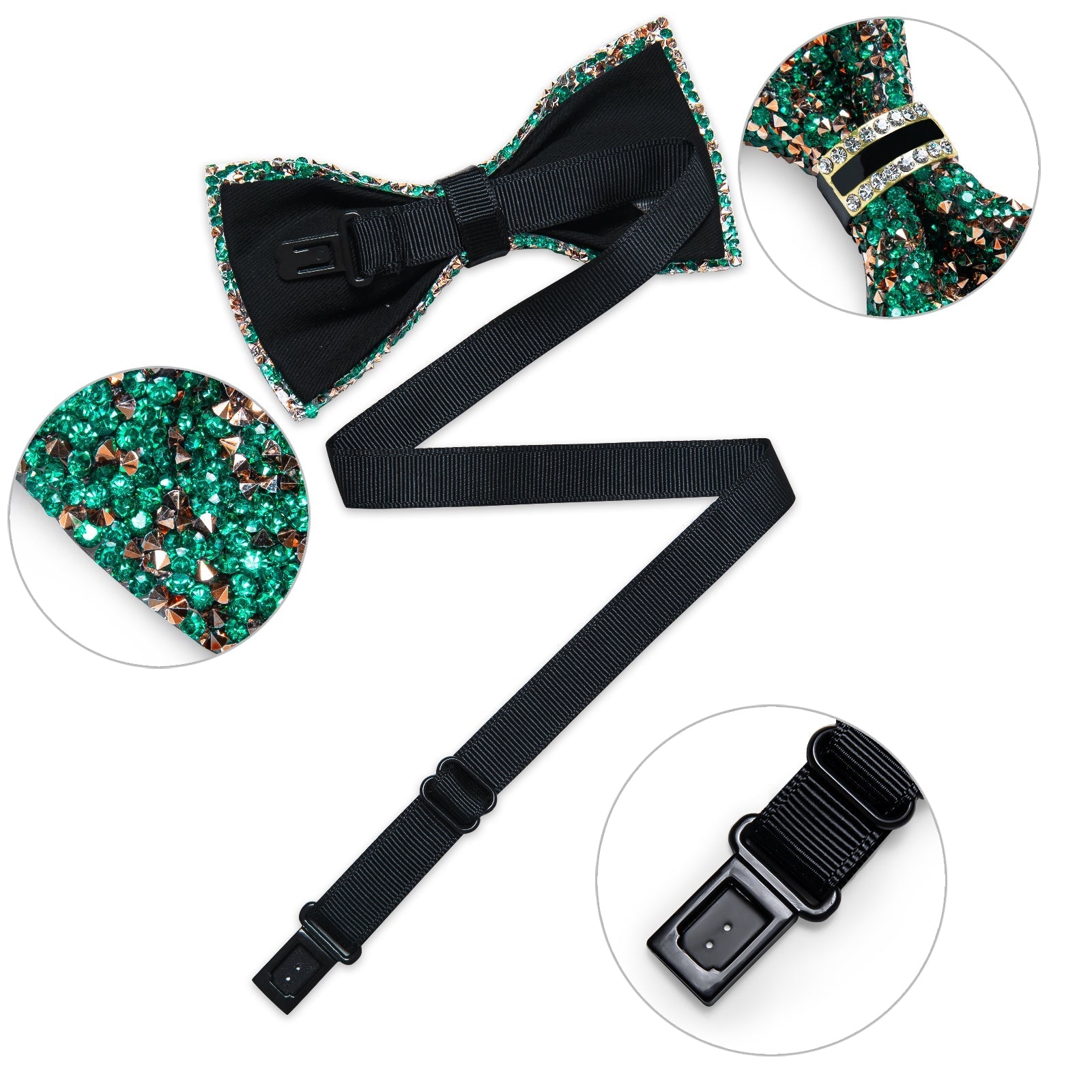 GentCrest Green Rhinestone Bowtie Set - Image 4