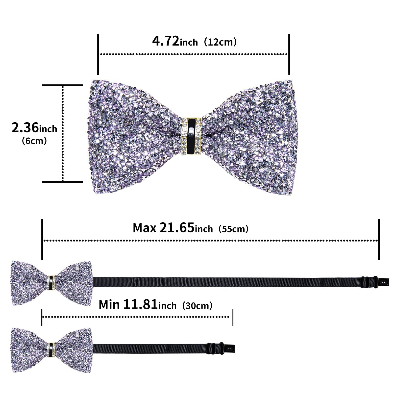 GentCrest Purple Rhinestone Bowtie Set - Image 6