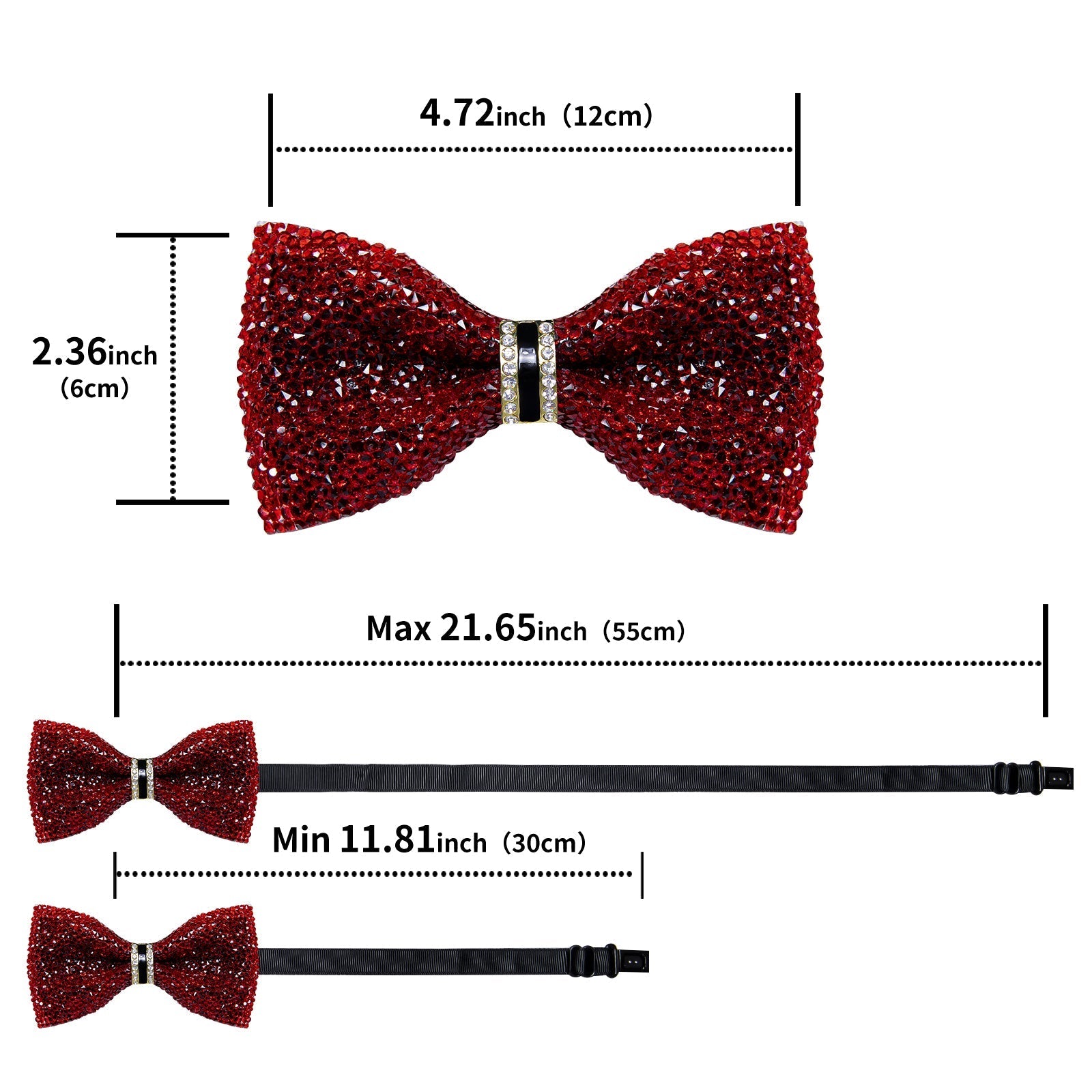 GentCrest Red Rhinestone Bowtie Set - Image 4
