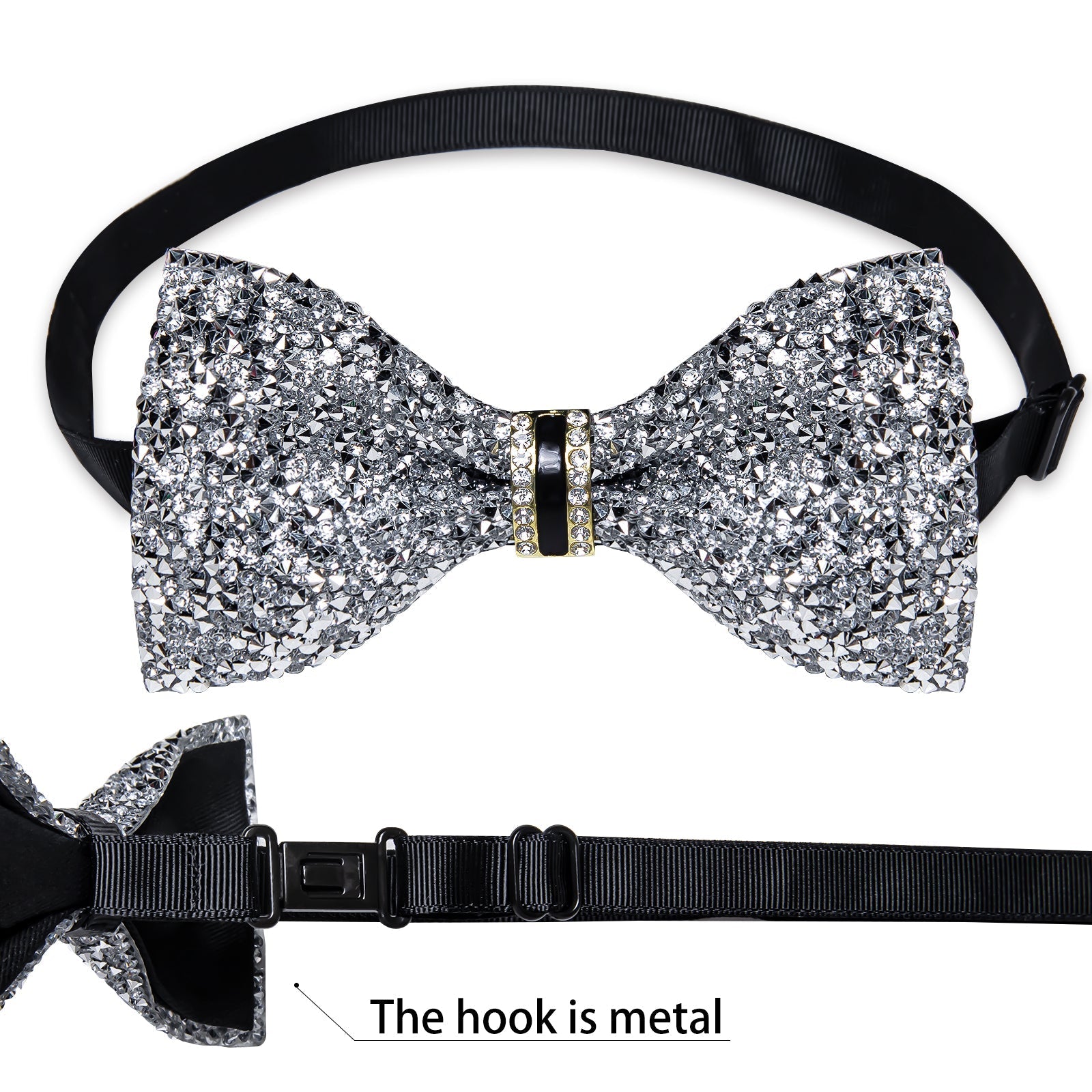 GentCrest White Rhinestone Bowtie Set - Image 5