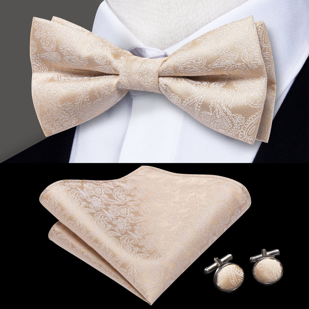GentCrest Champagne Paisley Bowtie Set - Image 1