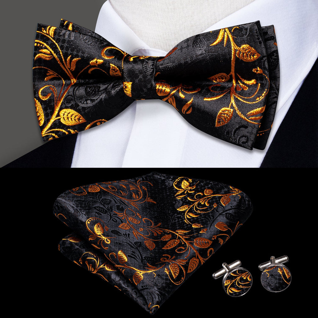 GentCrest Black Floral Bowtie Set - Image 1