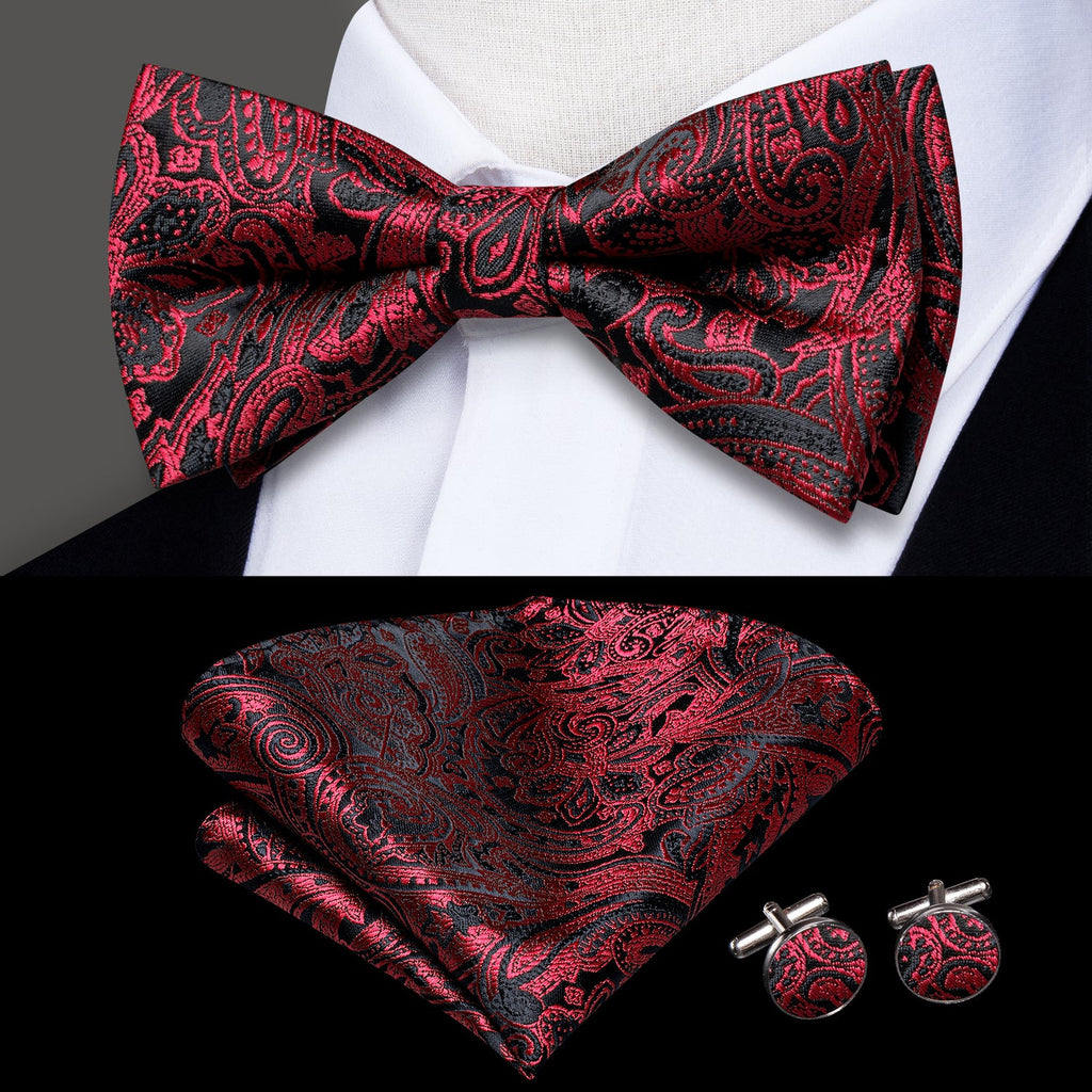 GentCrest Black Paisley Bowtie Set - Image 1