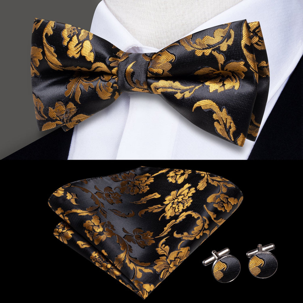 GentCrest Black Floral Bowtie Set - Image 1