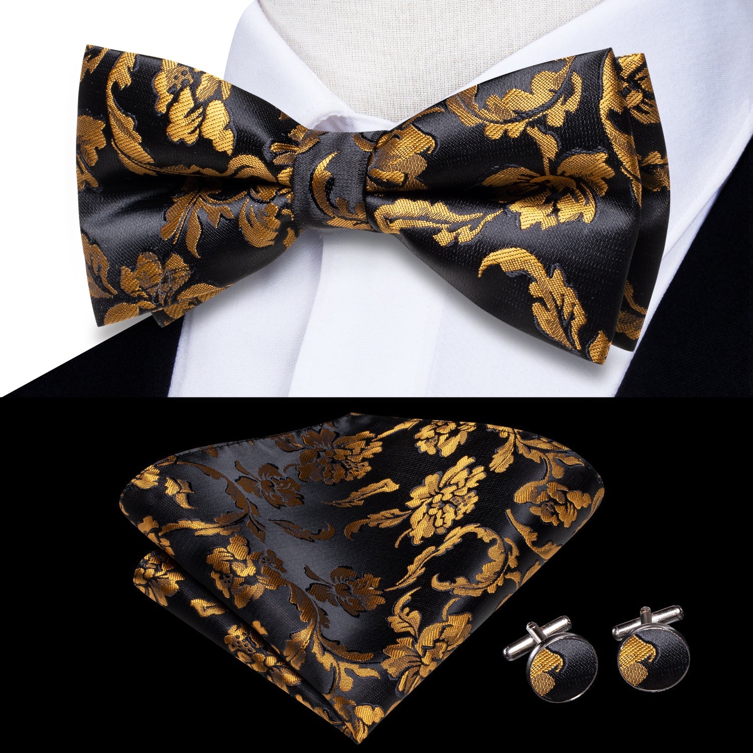 GentCrest Black Floral Bowtie Set - Image 6