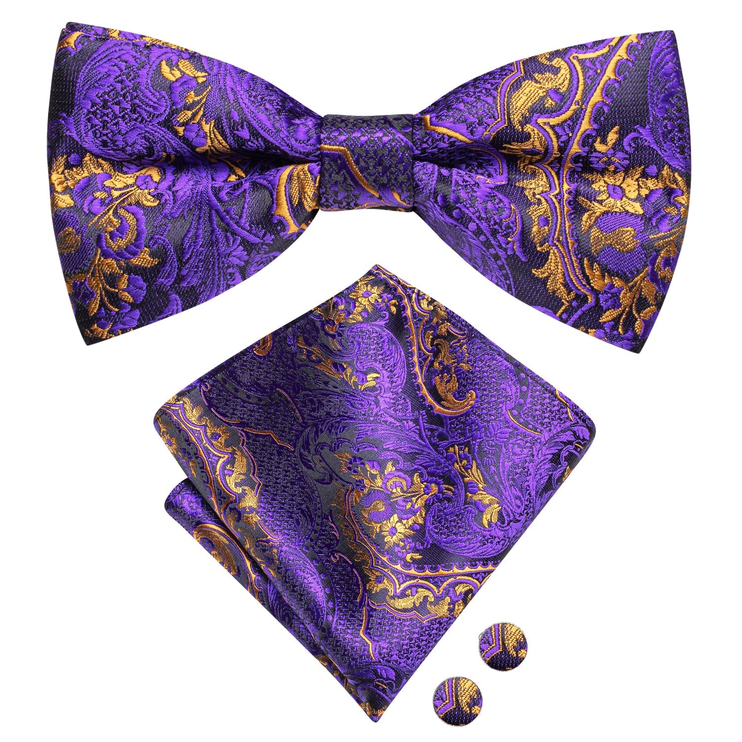 GentCrest Purple Paisley Bowtie Set - Image 3