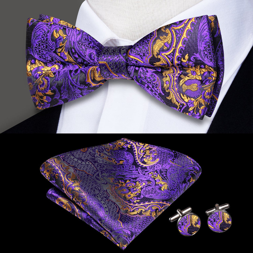 GentCrest Purple Paisley Bowtie Set - Image 1