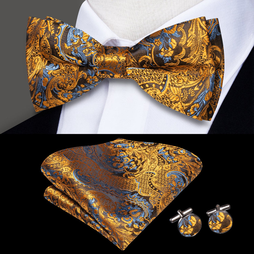 GentCrest Gold Paisley Bowtie Set - Image 1