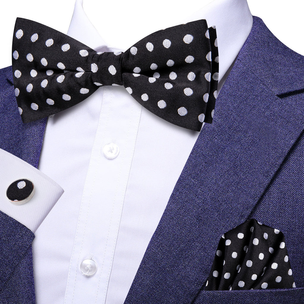 GentCrest Black Polka Dot Bowtie Set - Image 1