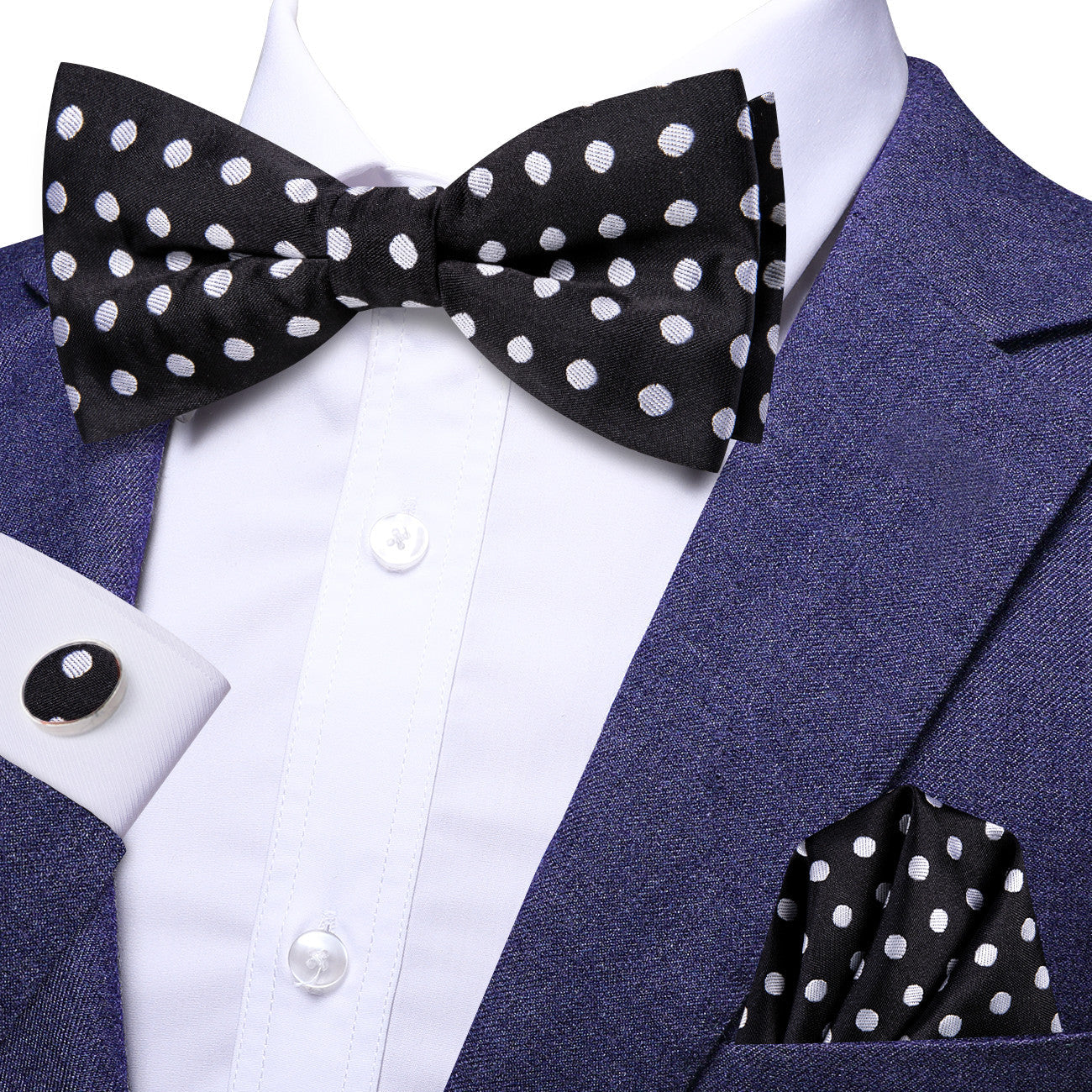 GentCrest Black Polka Dot Bowtie Set - Image 1